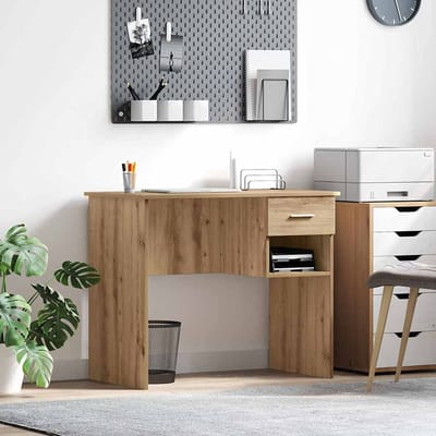 vidaXL - Bureau - Artisan - Eiken - 90 - x - 49 - x - 75 - cm - Bewerkt - hout