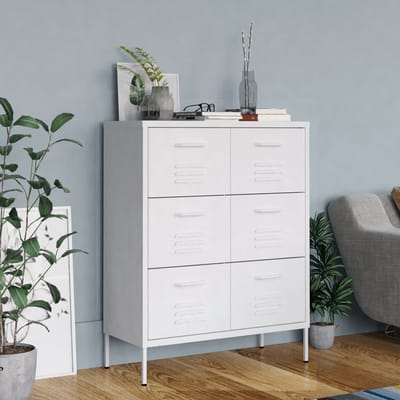 vidaXL - Ladekast - 80x35x101,5 - cm - staal - wit