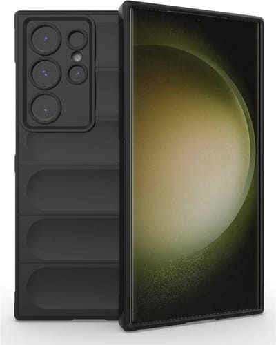 YPCd Bumpy Backcover Geschikt voor Samsung Galaxy S24 Ultra – Flexibel TPU & Gripvast Hoesje met Schokbescherming en Verhoogde Randen – Zwart