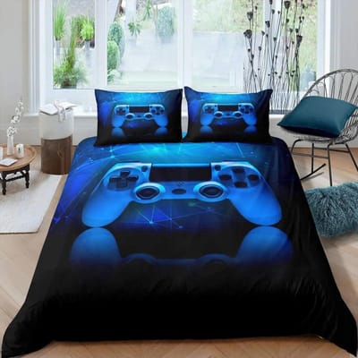 Gaming Beddengoed Set Game Dekbedovertrek 135 voor Volwassenen Kinderen Zachte Microvezel Modern Gamepad Dekbedovertrek Decoratief met Kussensloop 135x200cm 2pcs