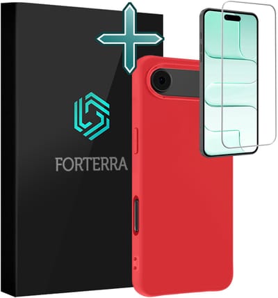 Hoesje Met Screenprotector - Geschikt voor Apple iPhone Air - Sterk & Shockproof - Telefoon Hoes - Back Cover - Siliconen Case - Rood