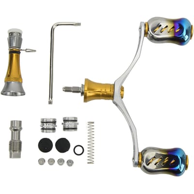 Draaiende Dubbele Molenhendel Aluminiumlegering Vissen Rocker Handvat DIY Vismolen Balancer Set voor Buiten geel