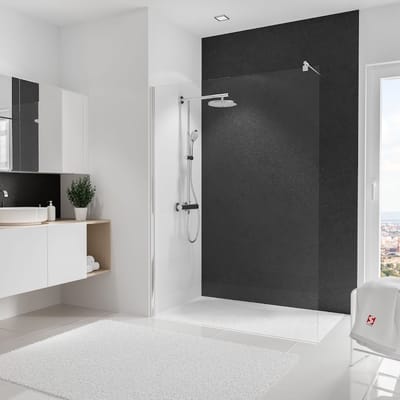 Schulte badkamer achterwand - steen antraciet - 150x255 - zelf inkortbaar en zelfklevend - wanddecoratie - muurdecoratie - wandpanelen - muurbekleding