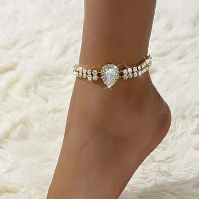 1 chaîne à griffes tendance pour femmes, série multicouches, chaîne de pied en forme de goutte d'eau, tourisme de plein air, plage, banquet, fête, festival, cadeau brown