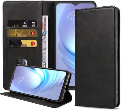 Smartphonica Telefoonhoesje Geschikt voor Motorola Moto G50 Kunstleer met Magnetische sluiting en Pasjeshouders Bookcase met Klepje - Zwart geschikt voor Motorola Moto G50