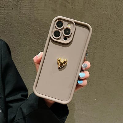 3D Gouden Hart Siliconen Zachte Telefoonhoesje Voor iPhone 15 14 13 12 11 16 Pro Max XS XR 7 8 Plus SE Schokbestendig Snoep Mat Cover For iPhone 13Pro Max