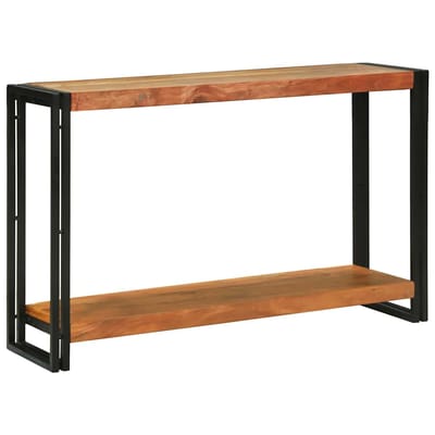 vidaXL - Wandtafel - met - plank - Bruin - 120 - x - 33 - x - 75 - cm - Massief - Acacia - Hout