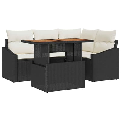 vidaXL - Tuinbank - Set - 5 - st - Zwart - poly - rattan