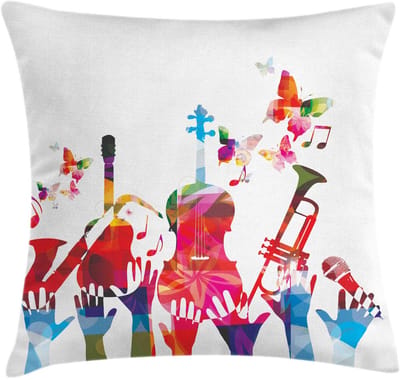 ABAKUHAUS Muziek Kussenhoes – Polygonale Instrumenten – 45×45 cm