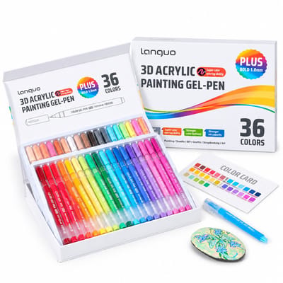 Acrylmarkers - set met 36 kleuren - zachte punt - voor tekenen en DIY - basisverpakking