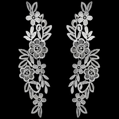 Lace Appliqué Bloem Borduur Patches voor DIY Kleding, Floral Kant Applicaties voor Cheongsam en Jurken, Wit