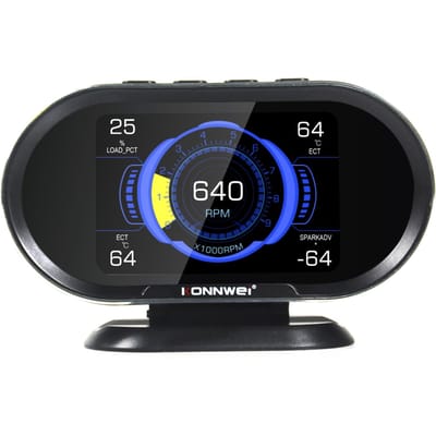 KONNWEI HUD 3,5 inch Hud Head Up Display Autosnelheidsmeter OBDII Slimme digitale boordcomputer OBDII zwart