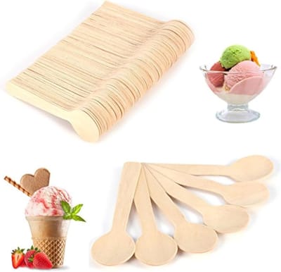 100-delige houten lepelset, stevige en duurzame houten lepels van 10 cm voor desserts, BBQ's, feesten en picknicks