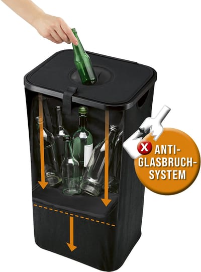 EASYmaxx statiegeldflessenbak 100 liter, totaal draagvermogen 25 kg | Flessenopslag + glasbreukbeveiliging | Glas- en flessenbak voor leeggoed | waterdicht, ontwikkeld in Duitsland