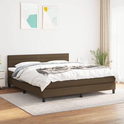 vidaXL - Boxspring - met - matras - stof - donkerbruin - 160x200 - cm