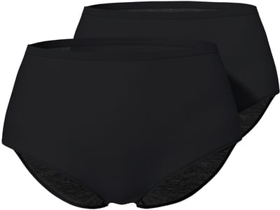 Ulla Popken - Dames - Hipster 2-pack Superfine - Zwart - Maat 54+