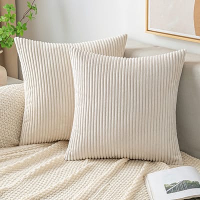 Dailygoods- Kussenhoes 50x50 cm - Corduroy - Superzacht - Gestreept - Set van 2 - Elegante ritssluiting - Kussensloop
