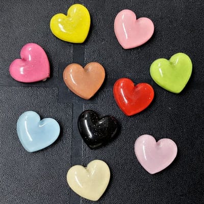 TLVX 10 stuks 3D Gekleurde Glitter Hartjes Magneten / Leuke Koelkastmagneten / Vrolijke Speel- & Leer Magneet / School / Whiteboard / Decoratief / Boodschappenlijst / Notitie / Memo bord / Kantoor / Schoolbord / Magnetisch / Love You Foto Magneetjes