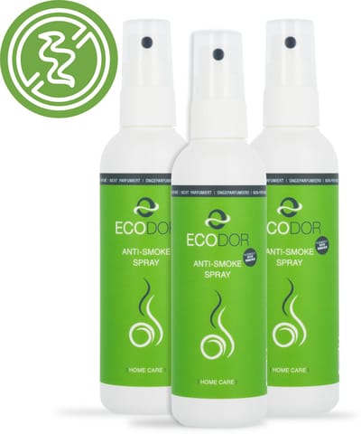 Ecodor EcoSmoke - Anti Rooklucht - Ontgeurder - Geurverwijderaar - Anti Tabak - Luchtverfrisser - Geurvreter - Geurvernietiger - 3x100 ml