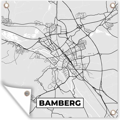 Tuin poster Plattegrond - Duitsland - Bamberg - Stadskaart - Kaart - 200x200 cm - Tuindoek