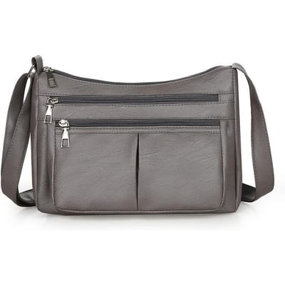 Dames Schoudertassen - Zachte lederen crossbody tas, stijlvolle handtas, veelzijdige crossbody tas met vier riemen - tan gray