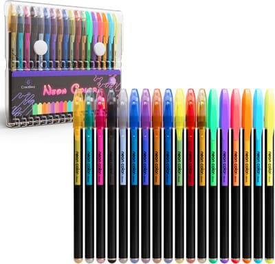 CreaBea Neon Gelpennenset 18 Stuks - Veelzijdige Pennen voor Kunst en Creativiteit - Ideaal voor Kinderen en Volwassenen - Hoogwaardige Gelpennen