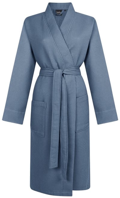 Linolux Waffle Pique Unisex wafelbadjas - Donkerblauw - S