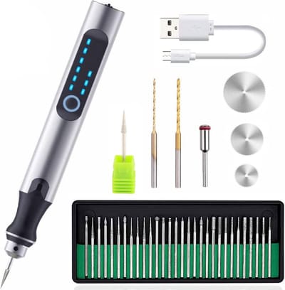 Elektrische graveerpen set, draadloze USB-interface, mini-graveerpen Geschikt voor snelheidsregeling, Geschikt voor Geschikt vooraal, hout en glas.