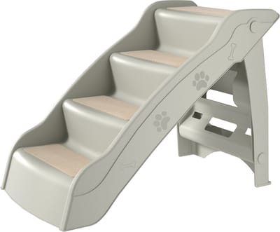 NAIZY Hondentrap Opvouwbare Huisdierentrap 49 cm Hoge Kattentrap Bed met 4 Antisliptreden Hondenhelling Draagvermogen tot 75 kg Huisdierentrap voor Bed of Bank, Grijs