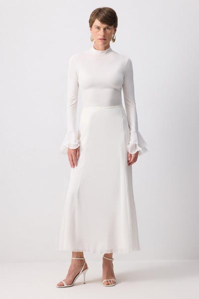 Touché Privé - Chiffon rok met elastische taille - Crème - Dames
