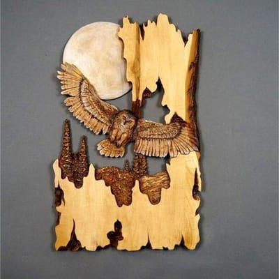 Platte Dierlijke Handwerk Wandhanger Sculptuur Houten Wasbeer Beer Hert Wolf Vos Handgeschilderde Decoratie voor Thuis Woonkamer