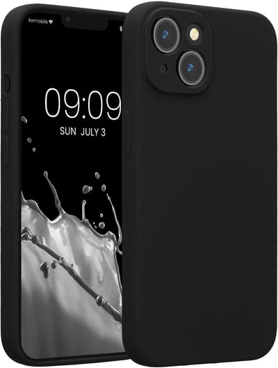 kwmobile telefoonhoesje geschikt voor Apple iPhone 14 - TPU backcover met siliconen coating - Smartphone case in zwart