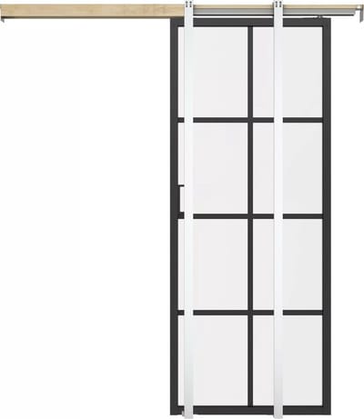 Vente-unique Schuifdeur met schuifsysteem van aluminium en mat gehard glas - H205 x B83 cm - WILDEN II