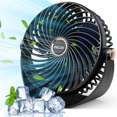 Mini-tafelventilator - 5 snelheden - sterke luchtstroom - draagbaar - ultrastil - 360° draaibare kop - USB-oplaadbaar - thuiskantoor - slaapkamer - zwart Turbo fan