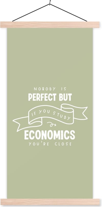 Posterhanger incl. Poster 60x120 cm - Schoolplaat - Economics - Quote - Studenten - Economie - Textielposter - Blanke latten