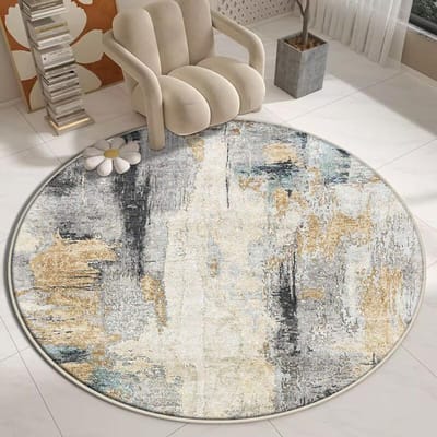 Licht Luxe Ronde Tapijten voor Woonkamer Modern Minimalistisch Slaapkamer Decor Tapijt Grote Oppervlakte Studiekamer Kleed Dik Antislip Vloermat 120*120cm