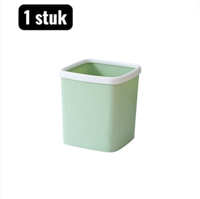 1 stuk - Prullenbak - Mini-prullenbak - Mini Bureau Prullenbak - Vierkante prullenbak voor op het bureau - Mini-prullenbak voor op kantoor en in de slaapkamer - Kleine prullenbak met deksel - Groen