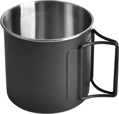 Candala Vouwbeker, 330 ml, 304 roestvrij staal, koffie-/thee-waterbeker, draagbare outdoor campingbeker voor outdoor, wandelen, koken, camping, pan, open vuur (zwart)