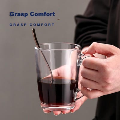 Tasses en Verre Luminarc, Tasses à Café, Tasses à Thé, Tasses à Lait Résistantes à la Chaleur, Adaptées au Micro-ondes, Tasses avec Poignée, 320ml*2