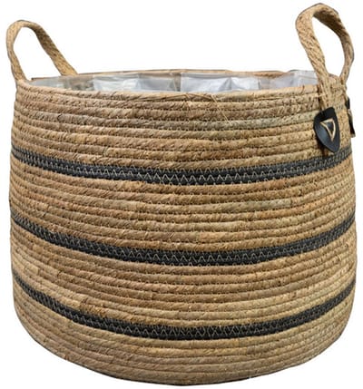 Ter Steege Plantenmand voor Binnen Zeegras Beige-Zwart D 35 cm H 27 cm Opening 29 cm