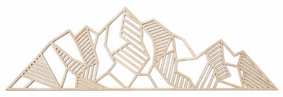 Houten wanddecoratie - Wooden wall decoration | Bergen 50 x 15cm Mountains | Licht hout - Natural wood | Geometrische muurdecoratie - Geometric wall art - Origami Design Wandfiguur - Echt Hout - Real Wood - Gebergte - Zwitserland - Oostenrijk