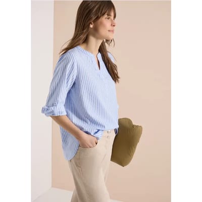 Blouse met lange mouwen in seersucker kwaliteit