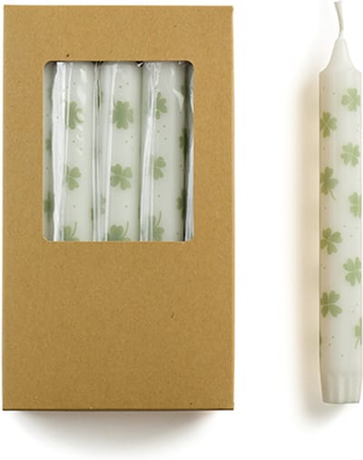 Cactula helemaal hip deze klavertje 4 print dinerkaarsen 5 stuks Ø 2.2 x 19 cm Stearine
