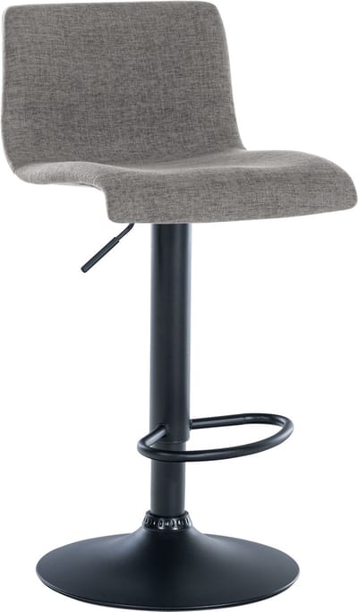 CLP Branford Barkruk - Met rugleuning - Met voetsteun - Metalen frame - licht grijs Stof