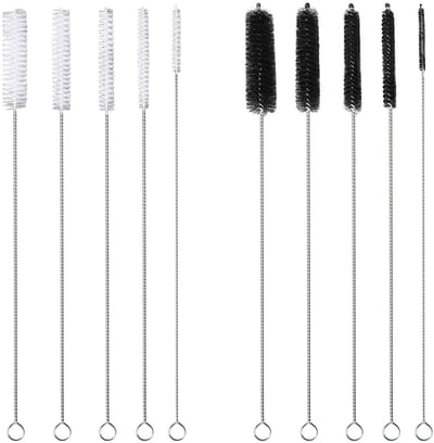 Dailygoods- Reinigingsborstel 10-delige set - Nylon Borstelharen - 30 cm - Geschikt voor Melkflessen/Reageerbuisjes - Duurzaam/Roestvrij Staal - Vaatwasmachinebestendig - Borstelset