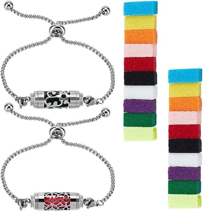 2 stuks etherische olie diffuser armband met 20 navulpads zilver verstelbare aromatherapie geur armband parfum armbanden voor vrouwen yoga meditatie verjaardagscadeau