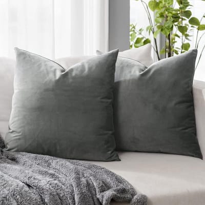 Fluwelen Kussenslopen - Decoratieve Hoezen - Bank en Bed - Zachte Luxe Stof - 55x55 cm - Grijs