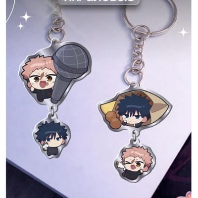 Porte-clés Acryliques pour Jjk Satoru Gojo Megumi Fushiguro Toji Fushiguro Ryomen Sukuna Accessoires Anime Pendentif de Sac à Dos Cadeau 2psc gray