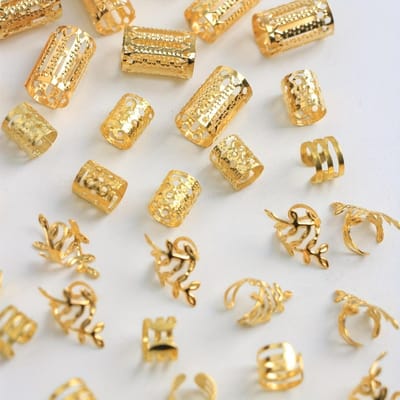 40 STUKS Vintage Stijl Legering Haarringen Set - Uitgesneden Ronde Haaraccessoires Voor Vrouwen En Meisjes, Elegante Effen Kleur Haarjuwelen Voor Vlechten one-size zilver
