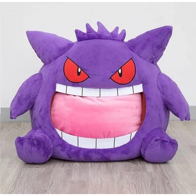 Pokémon Gengar pluche knuffel met grote tong, anime accessoire, groot formaat Gengar slaapkussen, multifunctionele dutdeken, knuffel. 50cm paars
